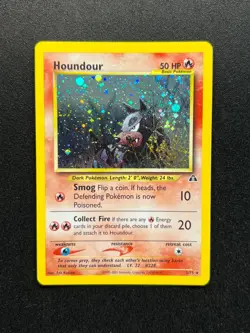Houndour 5/75 Rare Holo Pokemon Card Neo Discovery Vintage - Swirl - Image 1