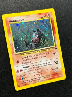 Houndour 5/75 Rare Holo Pokemon Card Neo Discovery Vintage - Swirl - Image 2