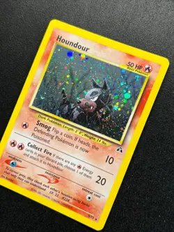 Houndour 5/75 Rare Holo Pokemon Card Neo Discovery Vintage - Swirl - Image 3