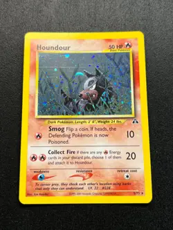 Houndour 5/75 Rare Holo Pokemon Card Neo Discovery Vintage - Swirl - Image 4