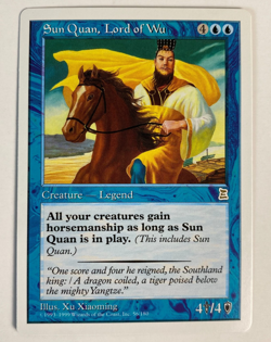 MTG PORTAL THREE KINGDOMS SUN QUAN LORD OF WU ENGLISH P3K RARE CREATURE BLUE - Image 1