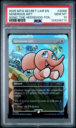 2025 MTG Secret Lair Sonic The Hedgehog Generous Gift Foil PSA 10 Gem Mint - Image 1