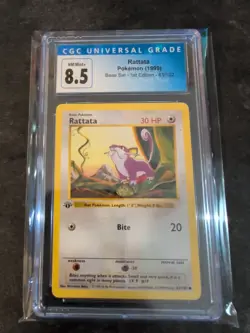 Pokemon CGC 8.5 NM 1st Ed. Base Set COMMON Rattata 61/102 - Image 2