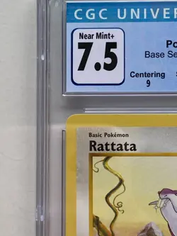 1999 Pokemon TCG 1st Edition Shadowless Base Set RATTATA 61/102 CGC 7.5 NM+ - Image 3