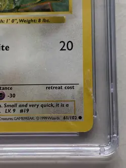 1999 Pokemon TCG 1st Edition Shadowless Base Set RATTATA 61/102 CGC 7.5 NM+ - Image 5
