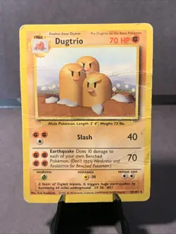 Pokemon TCG Dugtrio 19/102 Base Set Unlimited Non Holo Rare HP/DMG 1999 WOTC VTG - Image 1