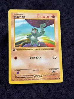 Pokemon 1999 Machop, Shadowless, 52/102 Base Set - Image 1
