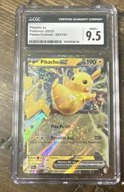 CGC 9.5 GEM Mint 2023 Pokemon Paldea Evolved Pikachu EX #063/193 - Image 1