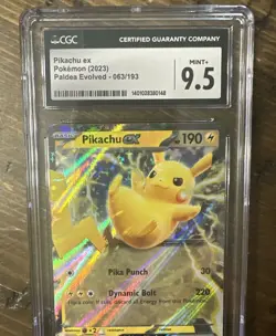 CGC 9.5 GEM Mint 2023 Pokemon Paldea Evolved Pikachu EX #063/193 - Image 2