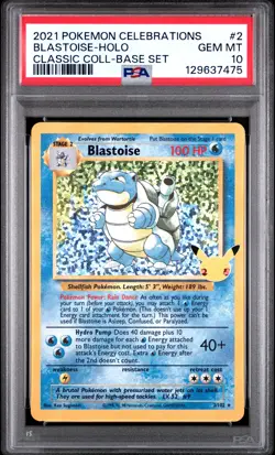 2021 POKEMON CELEBRATIONS CLASSIC COLL #2 BLASTOISE-HOLO PSA 10 - Image 1