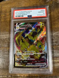POKEMON 2023 Crown Zenith Full Art ZERAORA Vmax #054 PSA 10 Gem Mint RARE - Image 1