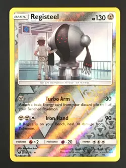 Pokemon TCG Registeel 68/111 SM Crimson Invasion Reverse Holo Rare NM - Image 1