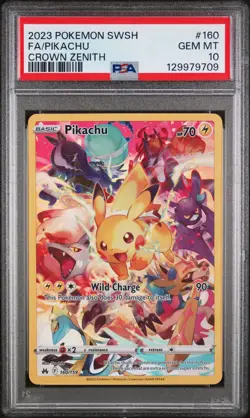 2023 POKEMON SWORD & SHIELD CROWN ZENITH #160 FULL ART/PIKACHU PSA 10 - Image 1