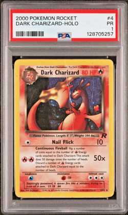 PSA 1 PR 2000 Pokemon Team Rocket Dark Charizard 4/82 Holo Foil Rare WOTC - Image 1