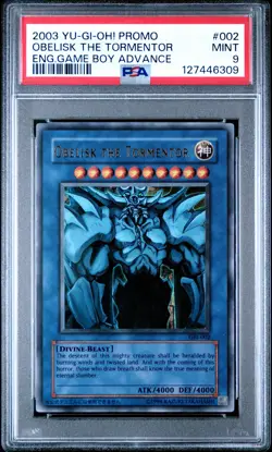 2003 YU-GI-OH! PROMO ENGLISH GAME BOY ADVANCE #002 OBELISK THE TORMENTOR PSA 9 - Image 1