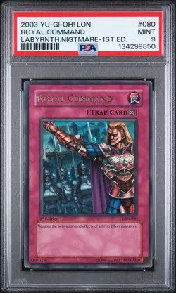 YuGiOh Royal Command 1st Edition LON-080 Graded PSA 9 MINT Ultra Rare 2003 Holo - Image 1
