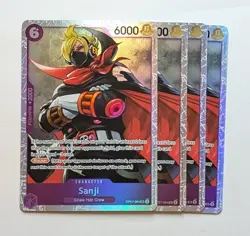 4 x Sanji OP07-064 Prb02 Holo Foil One Piece TCG Card Game Playset NM - Image 1