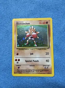 Pokemon TCG Hitmonchan Base Set Holo Unlimited Rare Card 7/102 - Image 1