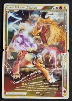 2 CARTES POKEMON LEGENDE - HGSS DECHAINEMENT - ENTEI & RAIKU - 90 & 91/95 - GOOD - Image 1