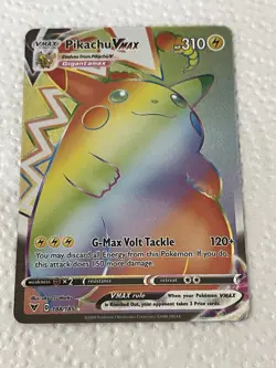 Pokemon TCG Vivid Voltage Rainbow Pikachu VMAX Secret Rare Card 188/185 - Image 1
