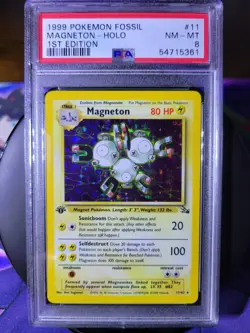 PSA 8 NM-MT | Magneton Holo 11/62 1st Edition Fossil | 1999 Pokemon Card - Image 1