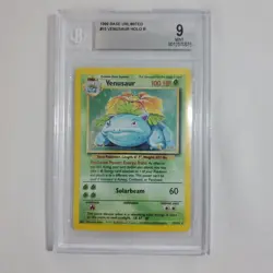 Pokemon Venusaur Base Set Unlimited Holo Rare #15 BGS 9 Mint - Graded Card PSA - Image 1