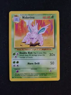 Nidorino 1999 Pokemon TCG #37/102 Base Set Regular WoTC Uncommon + 5 free cards - Image 1