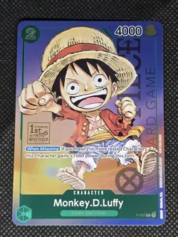 Monkey D Luffy P-037 1st Anniversary Tournament STAMP Promo Holo One Piece Card - Image 1