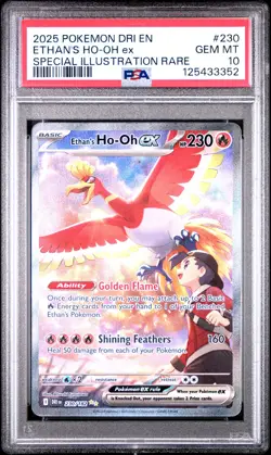 2025 POKEMON DRI EN-DESTINED RIVALS #230 ETHAN'S HO-OH EX PSA 10 - Image 1