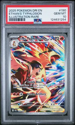 2025 POKEMON DRI EN-DESTINED RIVALS ILLUSTRATION RARE ETHAN'S TYPHLOSION PSA 10 - Image 1