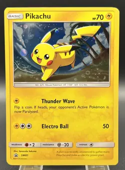2017 Pokemon TCG Pikachu Holo Black Star Promo SM81 - Image 1
