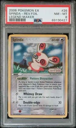 2006 Pokemon EX Legend Maker 26 Spinda Reverse PSA 8 NM-MT - Image 1