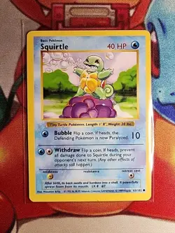 Pokemon TCG Squirtle 63/102 Base Set Shadowless - NM 💎 - Image 2
