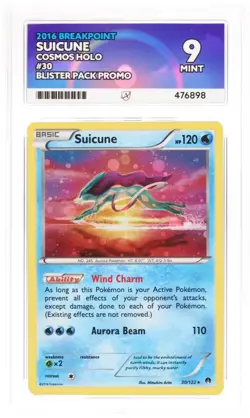 Ace 9 Suicune 30/122 Pokemon XY Breakpoint Alt COSMOS Holo POP 1 w/ ACE LABEL - Image 1