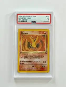 Pokemon Moltres Fossil #12 Holo 1st Edition 1999 PSA 3 Very Good - Image 1