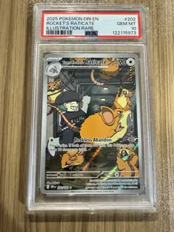 Pokemon Team Rockets Raticate Illustration Rare 202/182 GEM MINT PSA 10 English - Image 1