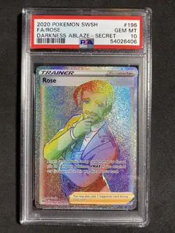 🔥 Pokemon PSA 10 Darkness Ablaze Rose Secret Rare Full Art #196 - Image 1