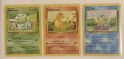 Pokemon Base Set Bulbasaur 44/102, Squirtle 63/102, Charmander 46/102 - Image 1