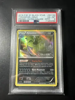 2016 POKEMON XY BLACK STAR PROMO FATES COLLIDE-STAFF #XY130 TYRANITAR-HOLO PSA 6 - Image 1
