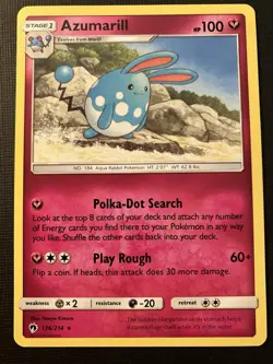 Azumarill 136/214 Pokemon Sun & Moon Lost Thunder 2018 Regular Rare NM - Image 1