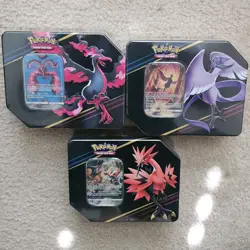 Pokemon 3x Crown Zenith Moltres, Zapdos, Articuno Tins (15 Packs) Factory Sealed - Image 1