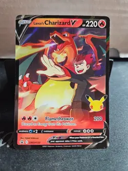 Pokemon TCG Lance's Charizard v SWSH133 Celebrations Black Star Promo Holo Card - Image 1