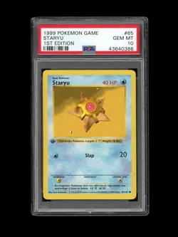Pokemon PSA 10 GEM MINT Staryu 1st Edition Base Set Shadowless 1999 Card 65/102 - Image 1