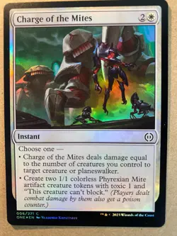 MTG 1x FOIL Charge of the Mites Phyrexia: All Will Be One Magic Gathering x1 NM - Image 1