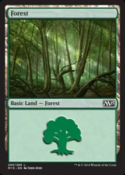 Forest (266) Light Play, English Magic the Gathering MTG Magic 2015 - Image 1