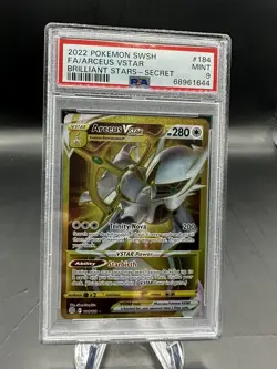 2022 Pokemon Brilliant Stars - Arceus VSTAR Gold Secret Rare #184/172 PSA 9 MINT - Image 1
