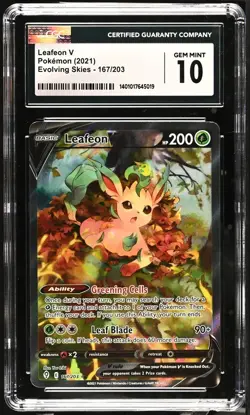2021 Pokemon Evolving Skies Leafeon V #167 CGC 10 - Image 1