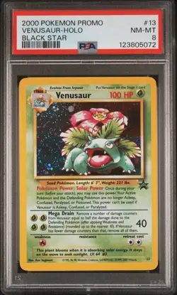 2000 POKEMON PROMO BLACK STAR #13 VENUSAUR-HOLO PSA 8 - Image 1