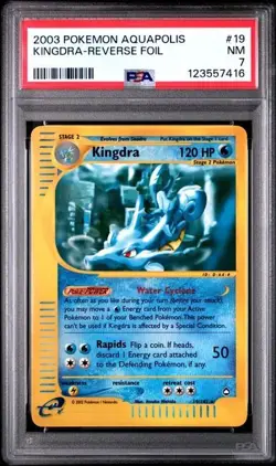 2003 POKEMON AQUAPOLIS #19/147 KINGDRA REVERSE FOIL PSA 7 - Image 1