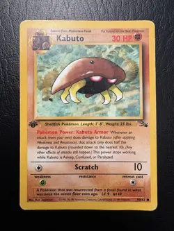 Pokemon Kabuto 1st Edition Fossil Set 1999 50/62 WOTC HP *B - Image 1